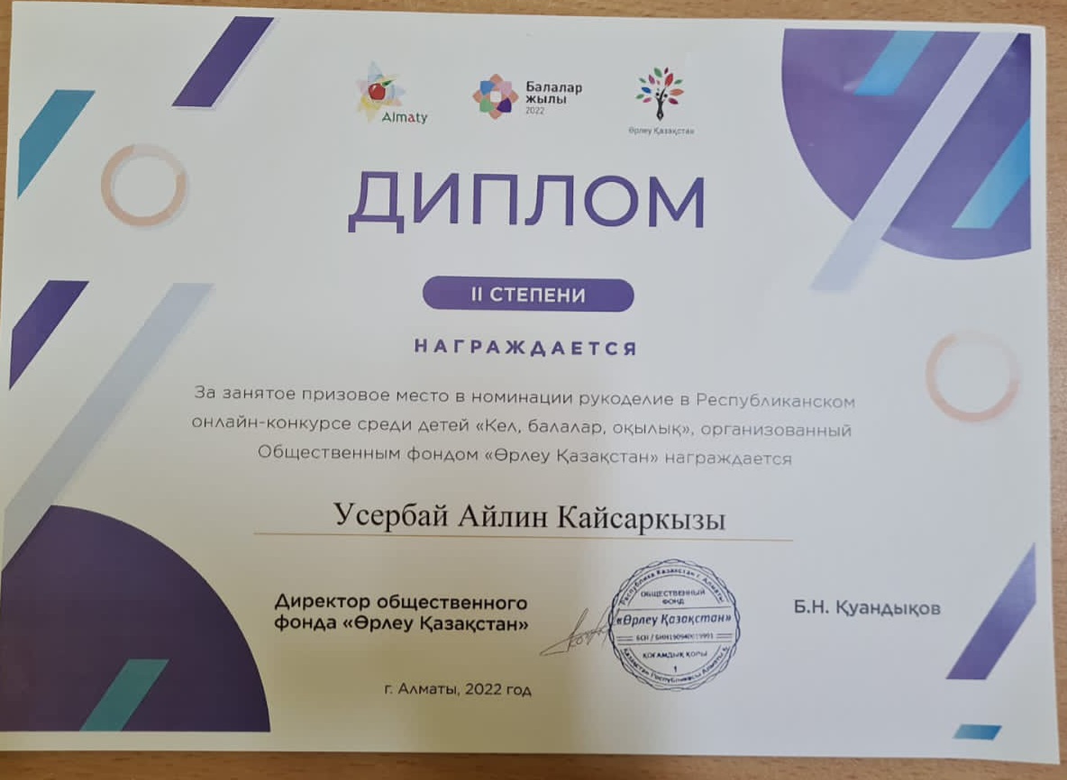 Диплом за занятое призовое место